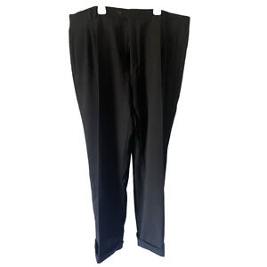 VINTAGE Louis Raphael Pants Mens 34 Black 100% Worsted Wool Twill Slacks 42